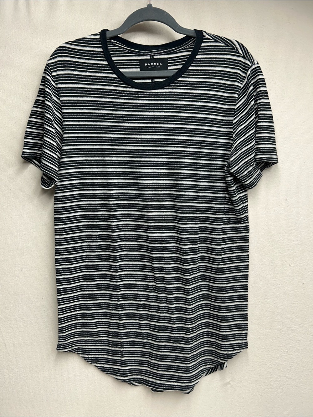 PacSun Black and White Horizontal Stripe Crewneck Tee